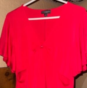 Red bold elements blouse with fitted cut outs